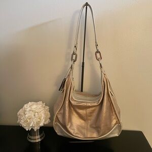 Tignanello Elegant Gold and Silver Women's Hobo Bag - EUC